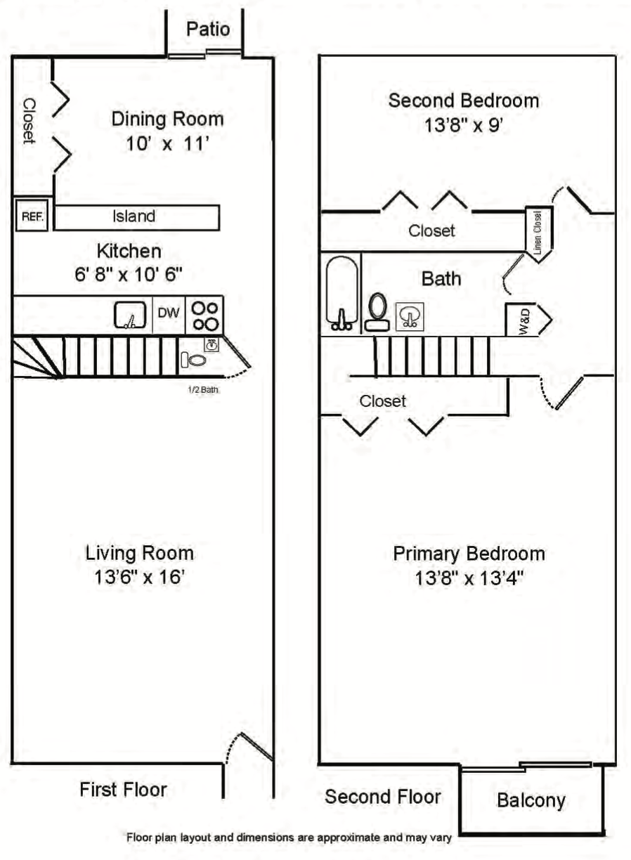 1 Bedroom 1.5 Bathroom Apartments — 1 Bedroom 1.5 Bathroom Apartments floor plan